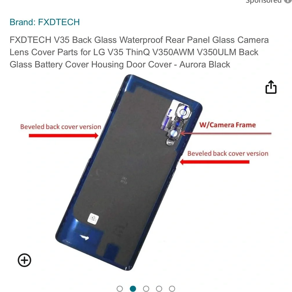 LG V35 Thin Q back glass battery cover kit